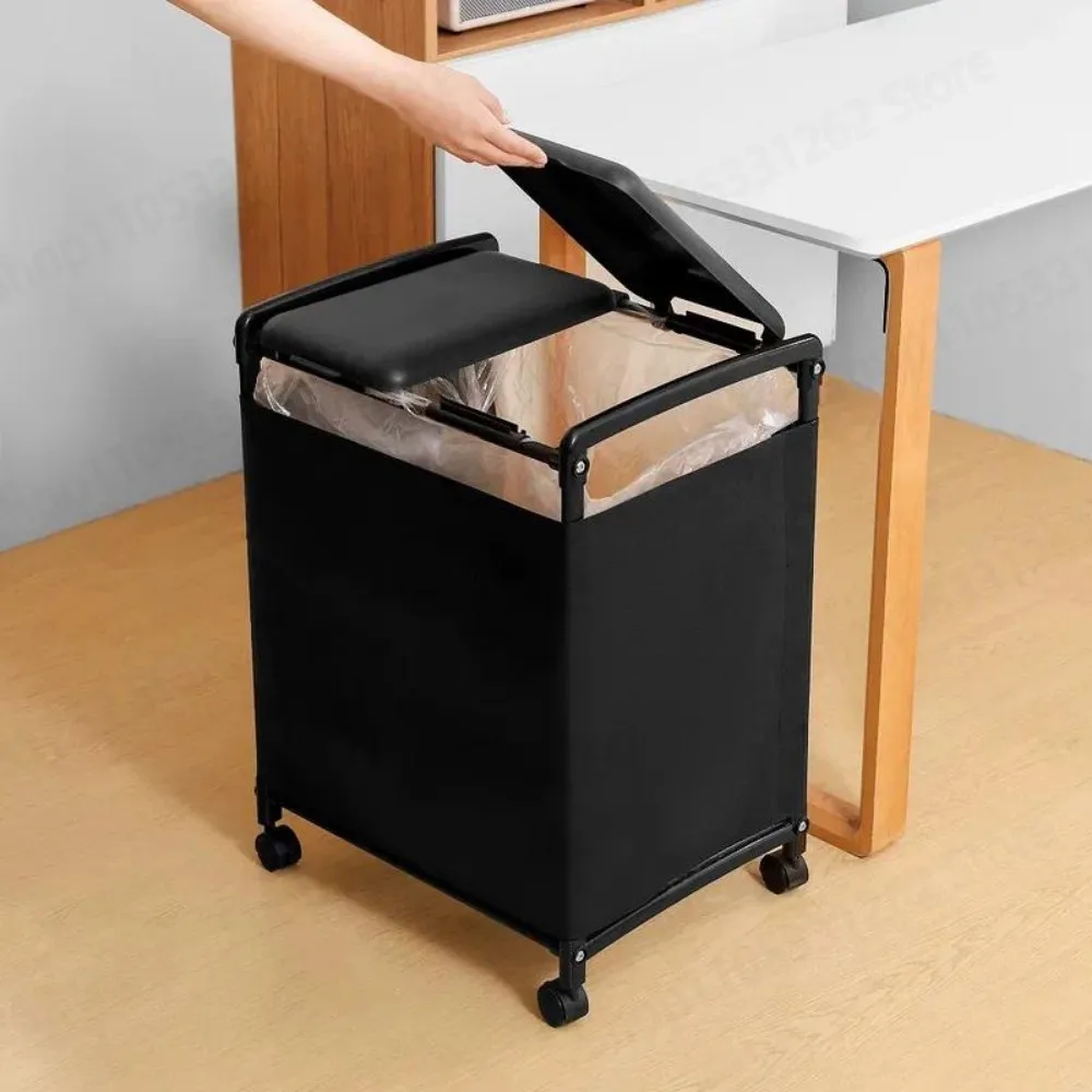 Garbage Sorting Frame With Cover and Enclosure Cloth 2 Compartment Bin Universal Wheel Large Capacity For Home Dorm