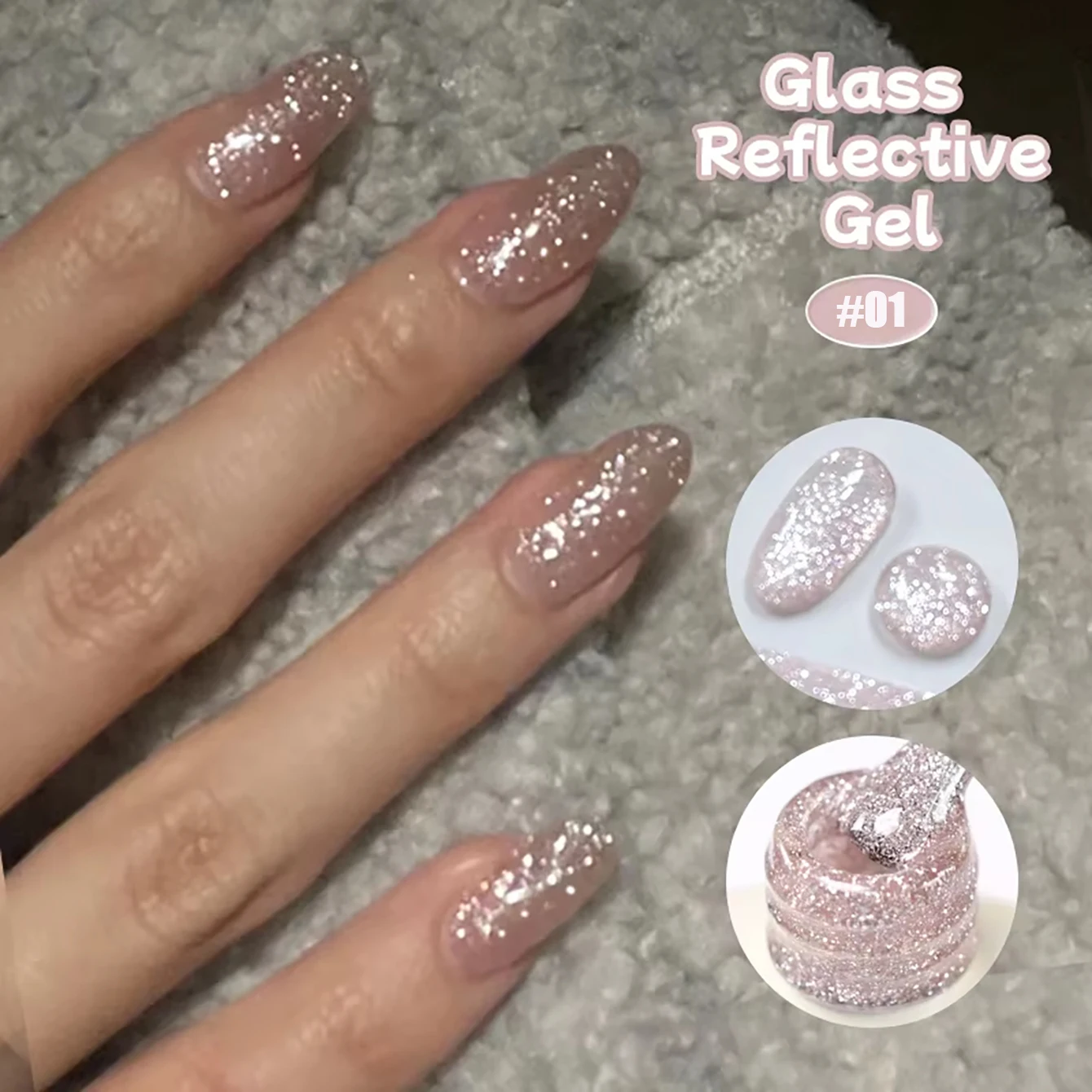 MIANEL 10ml 2026 New White Glass Shimmer Gel Nail Polish – Icy Translucent High-Density Chunky Glitter Fragment Gel with Multi