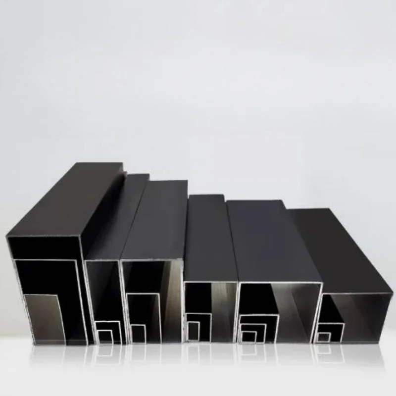 1/2 Stück 500 mm schwarzes Aluminium-Vierkantrohr, rechteckiges Rohr, leicht, langlebig, für Dekoration im Außenbereich, 8x8-30x30 mm – Detail 2