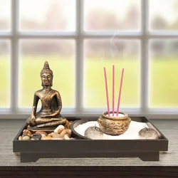 Buddha Statue Candle Holder Romantic Ornament Spa Yoga Beauty Salon Zen Resin Buddha Statue Incense Burner Decoration Home Decor
