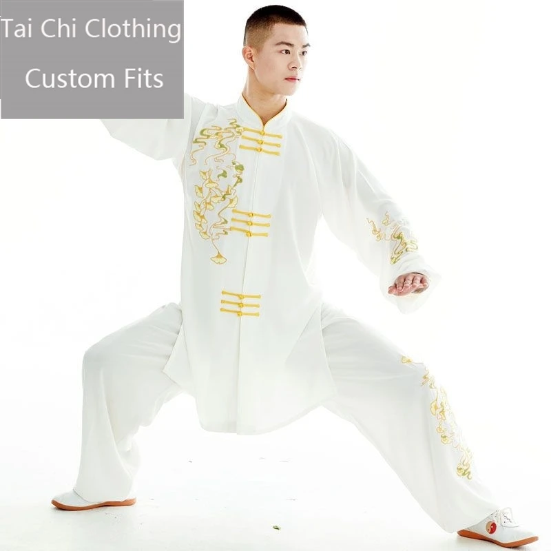 Embroidered Ginkgo Xiangyun Tai Ji Suit Women's Fashion Men Performance Wear Long New Style Spring and Summer Thin
