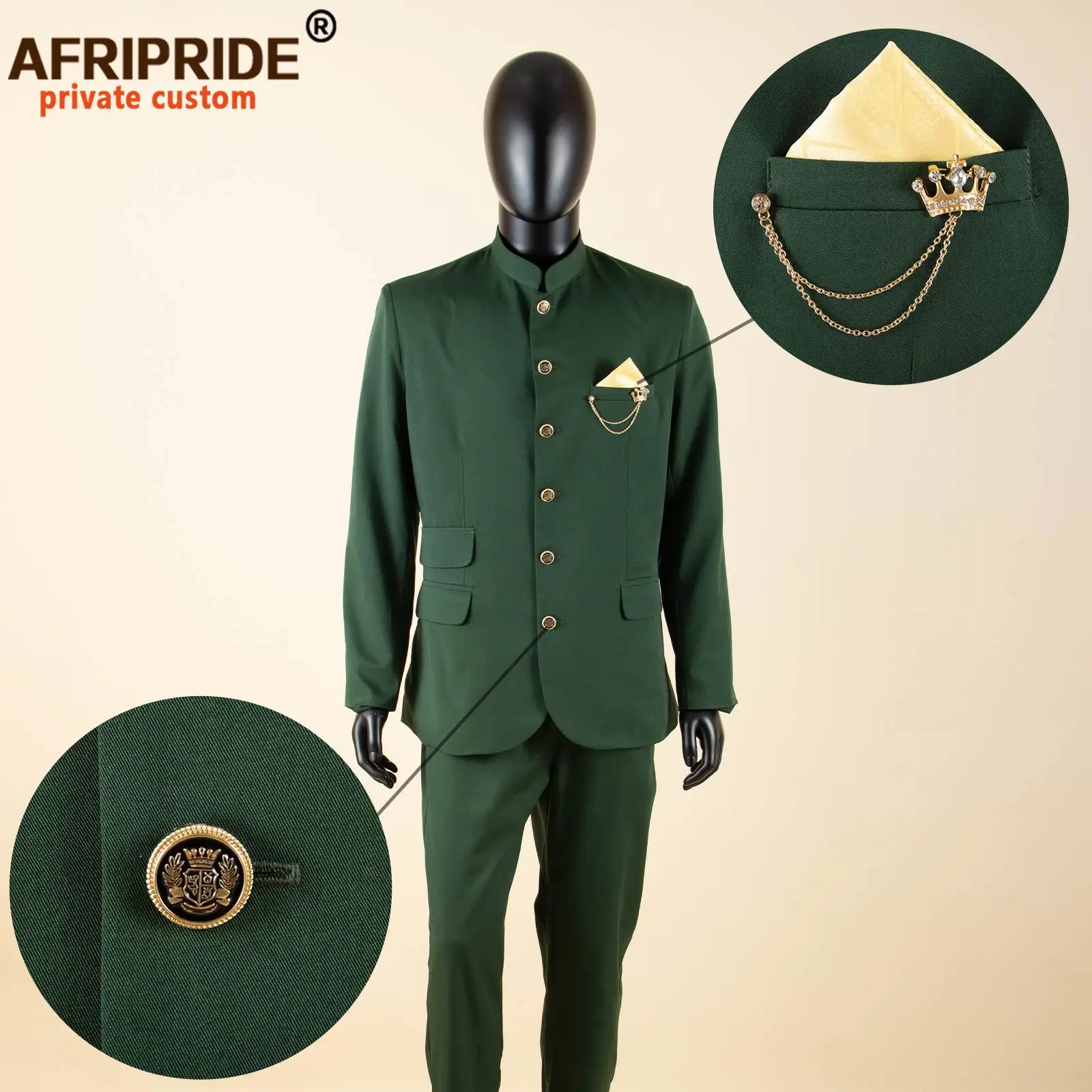 Men`s Bussiness Suit Slim Fit Embroidery Single Breasted Blazer and Pants Set Formal Outfits African Clothes Wedding A2316091