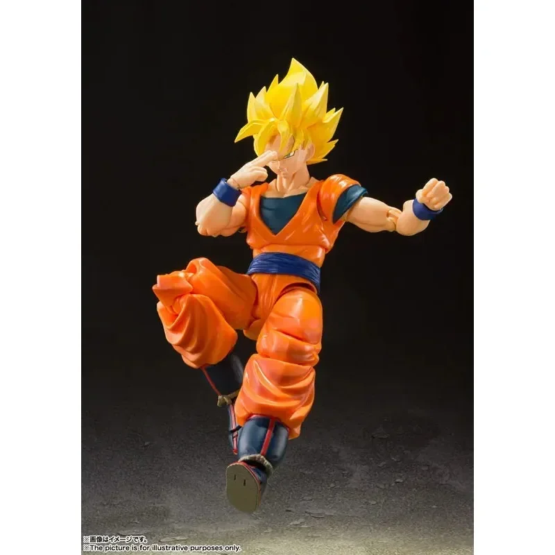 In Stock Original Bandai DRAGON BALL Z SHFiguarts Son Goku Anime Action Figures Yellow Hair Collection Model Toys Hoilday Gifts