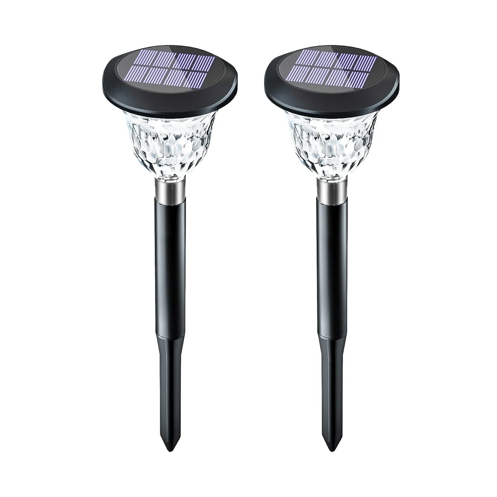 2PCS LED Solar Stake Lights With Shadow Warm White Colorful Landscape Lights Auto On/Off LED Lawn Lights for Yard Walkway Patio