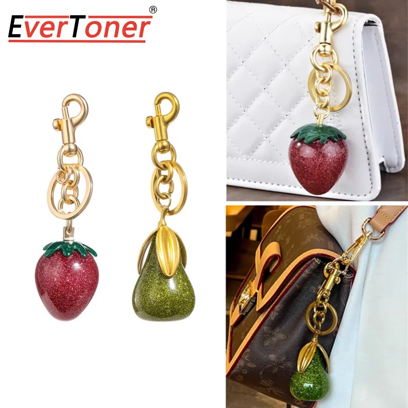 EverToner Retro Hanging Ornaments Elegant Red Strawberry Keychain Multipurpose Backpack Pendant Decoration Bag Accessories
