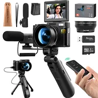 G-Anica 4k Digital Cameras for Photography48MP Video Camera for YouTube Vlogger Kit-Microphone & Remote Control Tripod Grip