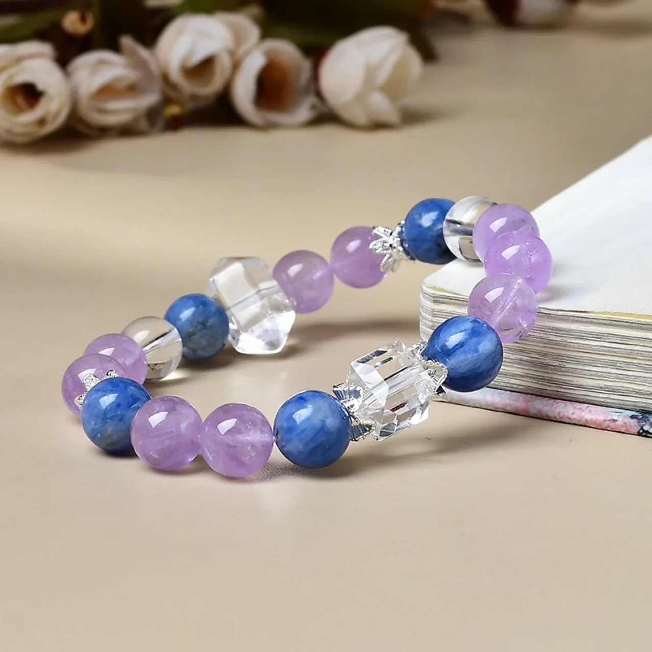 

Natural Amethyst Kyanite White Crystal Bracelet Light Luxury Fashion Women's Lucky Bracelet, Gift