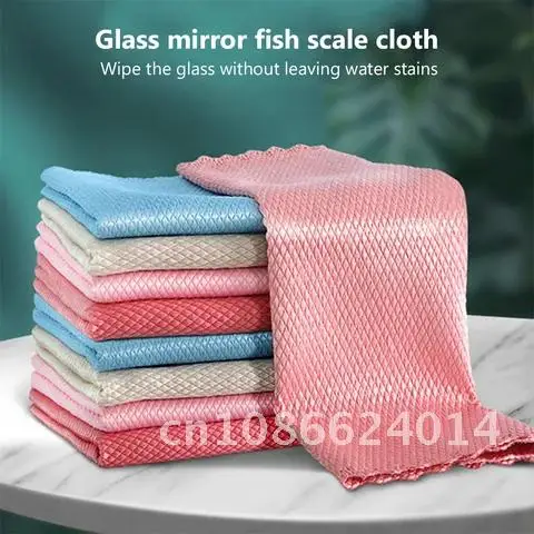 5 Pieces Microfiber Dish Cleaning Rags Efficiently Wipe Fish Scale Washing Anti-Grease Clean Towel Cloths Home Kitchen Tools