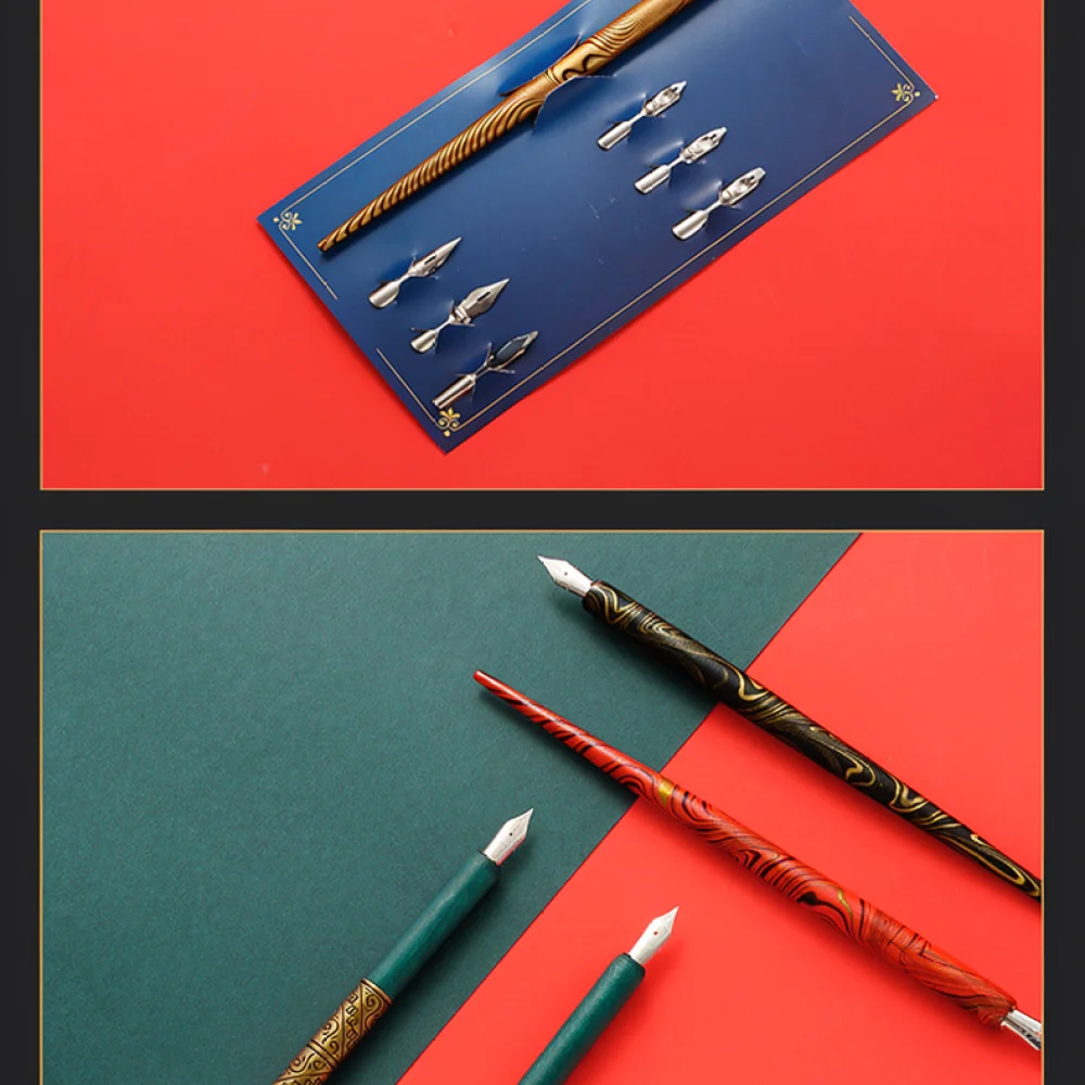 Professional Calligraphy Nib Holder Wooden Dip Pen Set For Hand Lettering Comic Drawing Sketching Writing Art Tool Kit