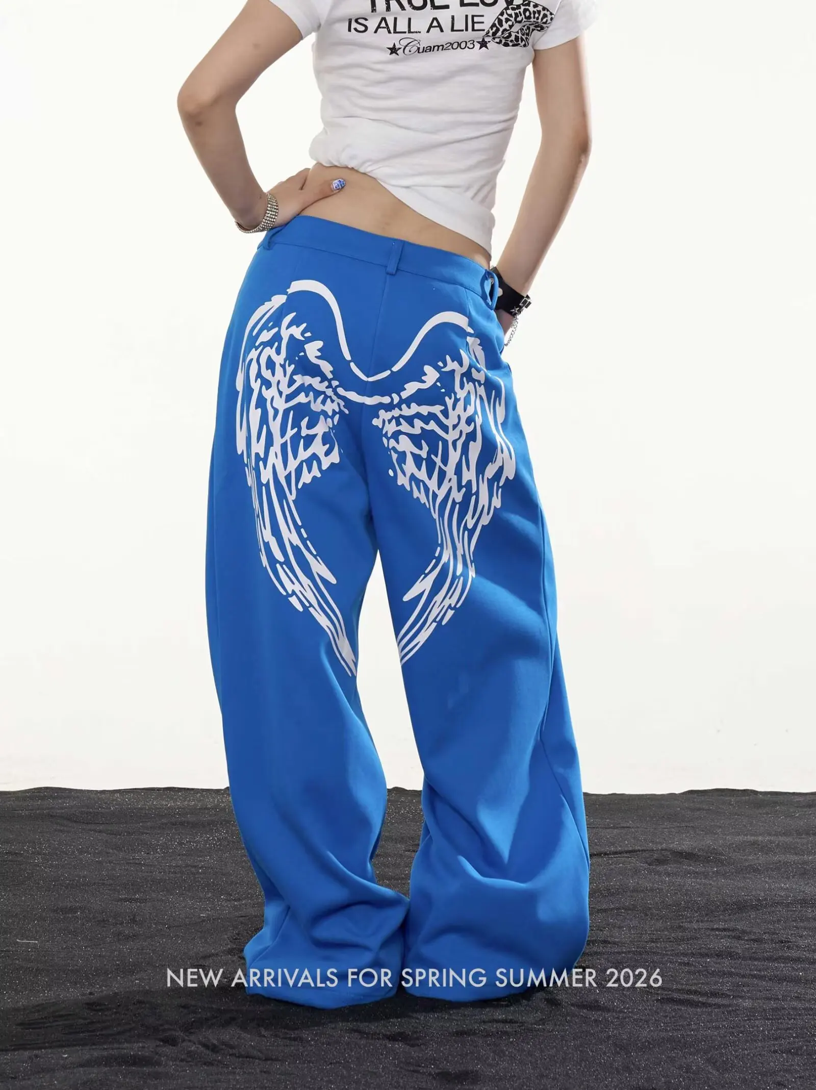 Angel Wing Graphic Breathable Y2K Retro Clowncore Pants Women Fit Harajuku Streetwear Korean Fashion Casual Sweatpants