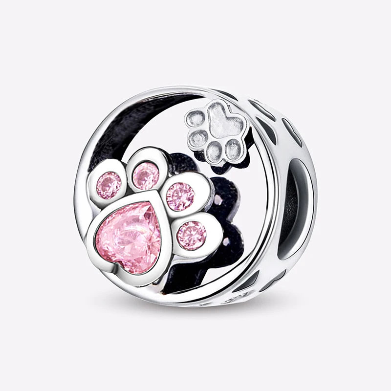 925 Sterling Silver Paw Footprint Stars Moon Charms Beads Fit Original Pandora DIY Bracelets Making Gift Of Fine Jewelry