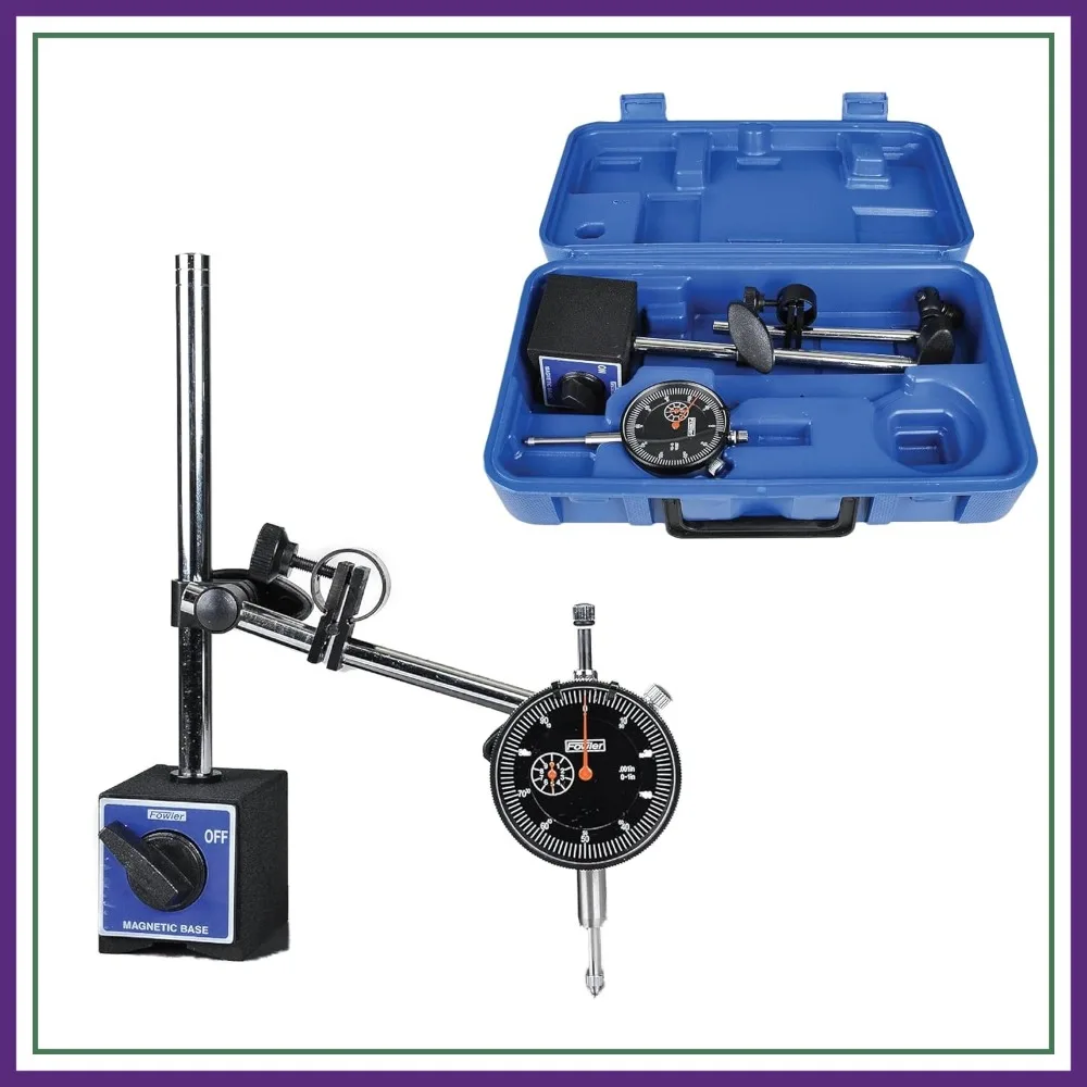 

Dial Indicator Set 0.001" Graduation with Magnetic Base 85lb Pull, Precision Measurement Tool for Lathes & Milling Machines