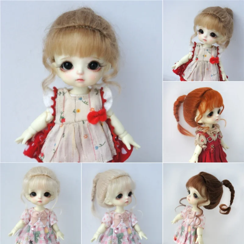 Jusuns JD616 Yellow Mohair High Single Braid Ponytail Wig 5-6inch 6-7inch for 1/6YOSD 1/8 Lati OB11 Dolls BJD Doll Accessories