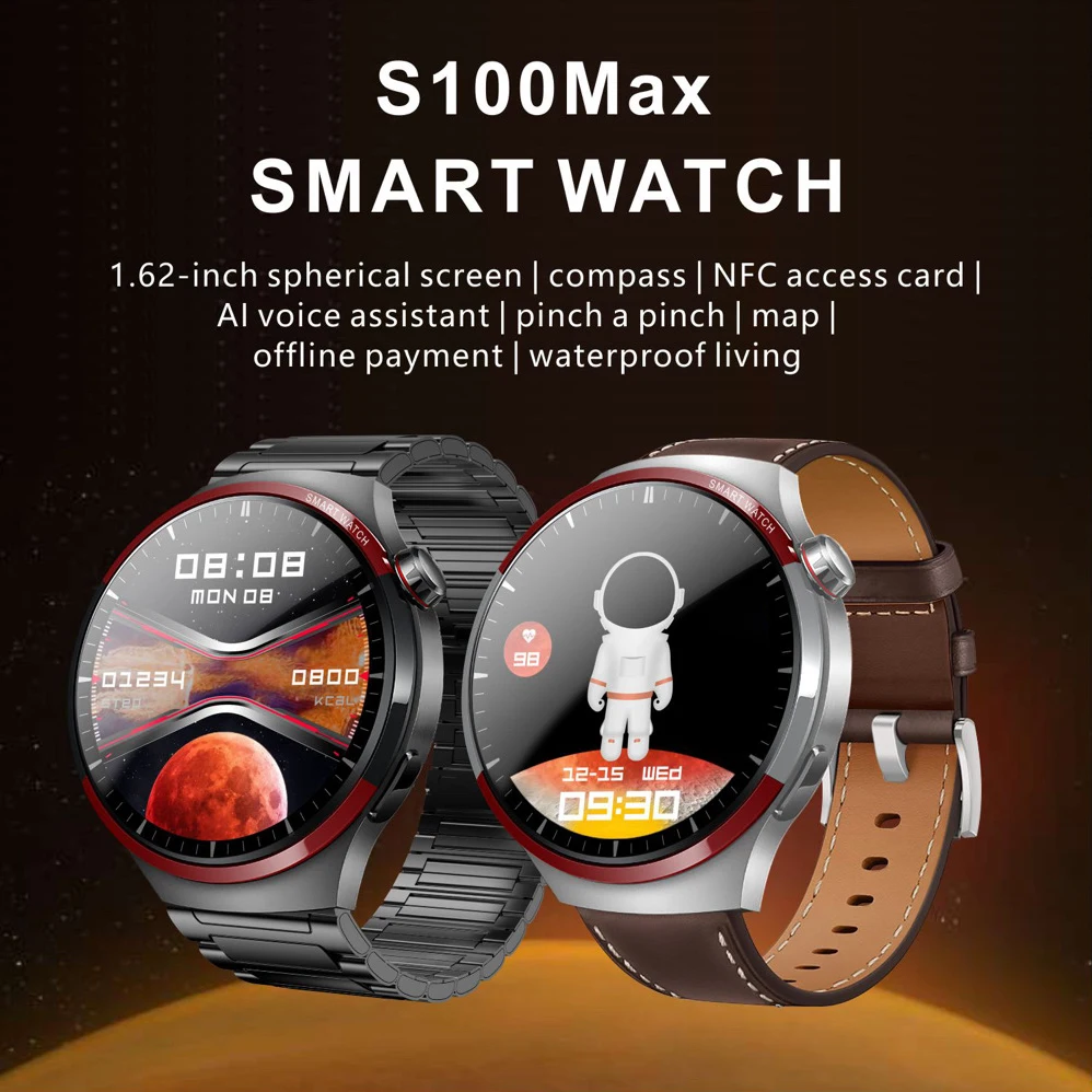 Relojes inteligentes para exteriores para hombre de 1,62 ", brújula, mapa, pulsera deportiva resistente al agua, llamada de diente azul, NFC, ritmo cardíaco, salud, reloj inteligente