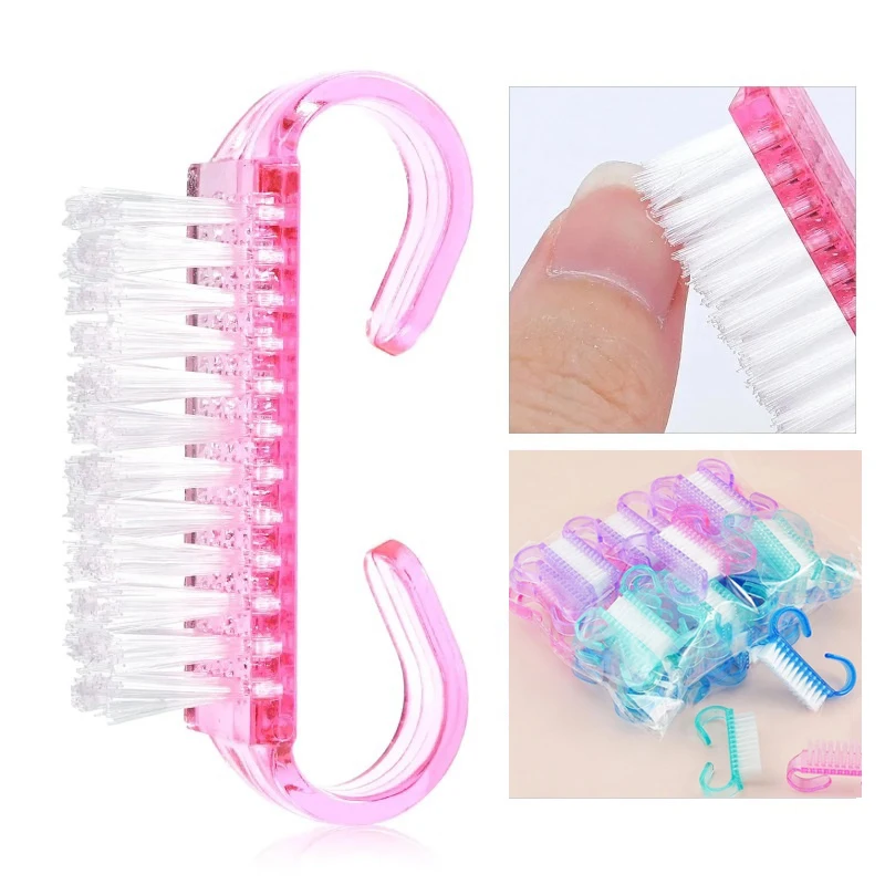 10-50Pcs Plastic Nail Art Brushes Mix Color Nail Hand Scrubbing Cleaning Brush Dust Cleaner Nail Art Manicure Soft Remover Tools