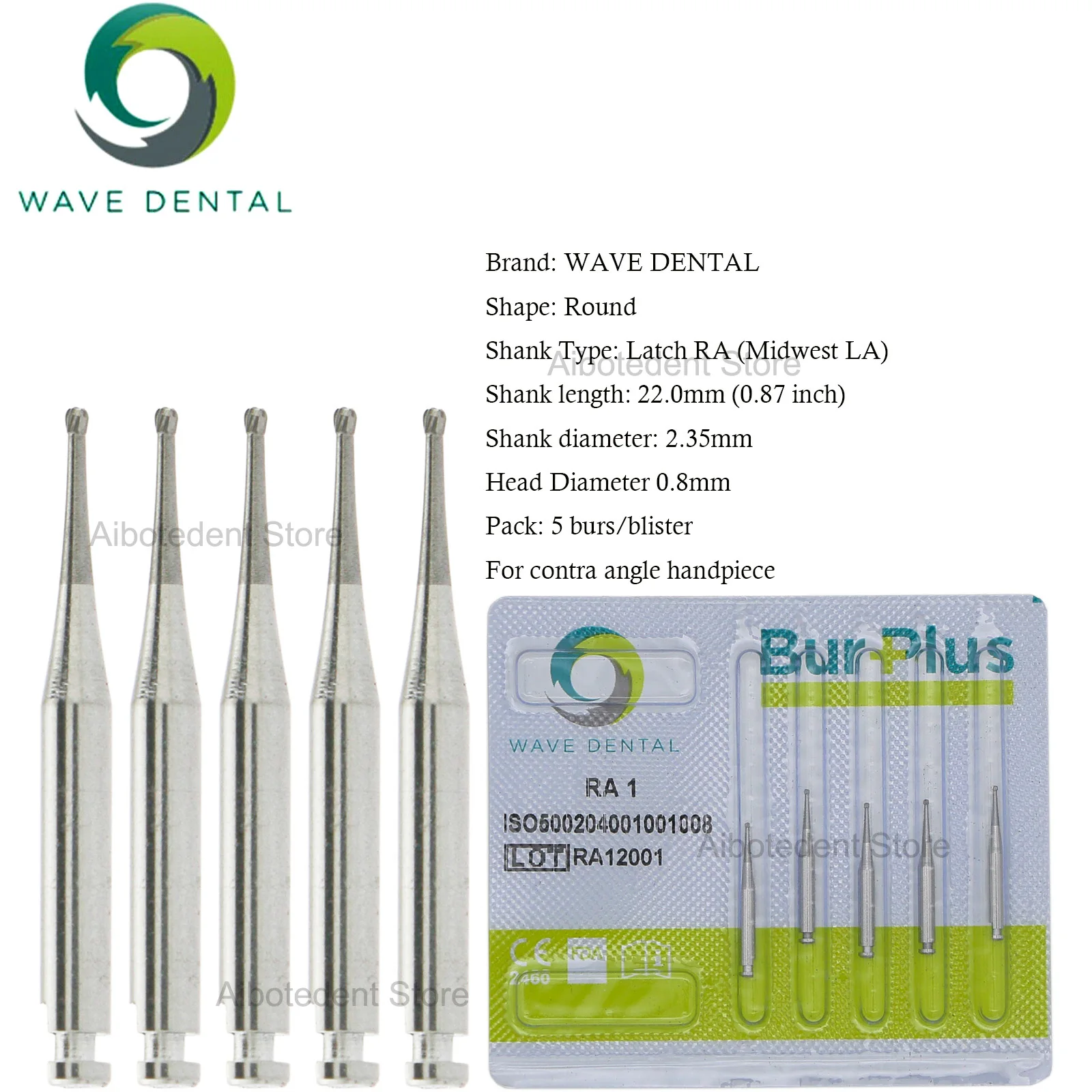 WAVE Dental Bur Plus Low Speed Drill Tungsten Carbide Latch Round RA series 1 - 8 41