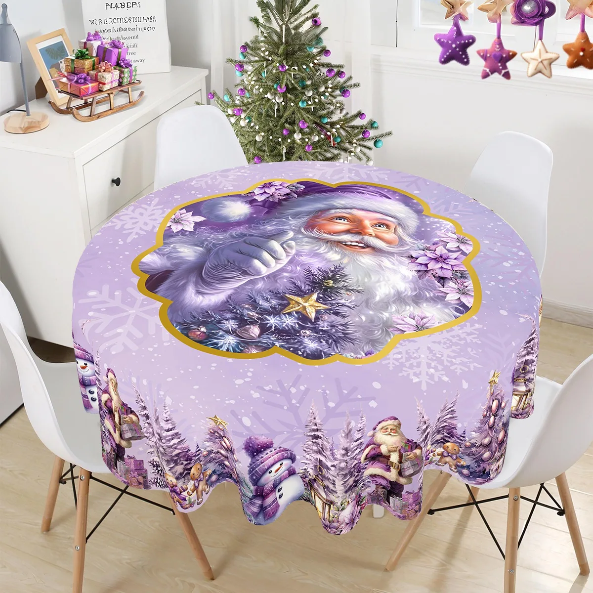 Natal roxo papai noel toalhas de mesa inverno natal festa de casamento decoração sala de jantar decoração de mesa navidad decorações 2025