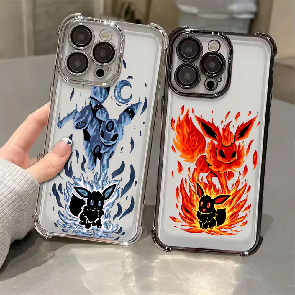 Umbreons Eevees P-Pokemons Anime Phone Case For iPhone 18 13 15 16 17 Pro Max 14 Plus 11 17Air 16 E 18Pro Shockproof Clear Cover