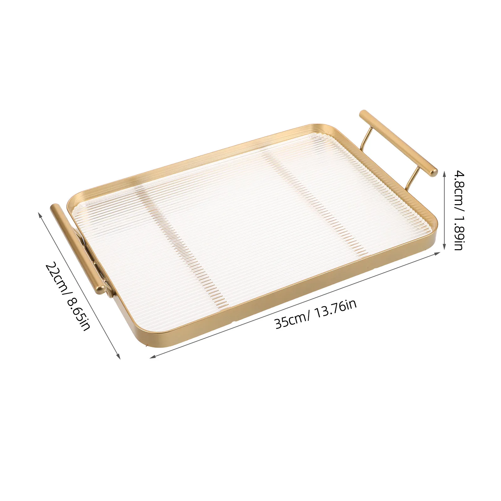 Rectangular Tea Tray Horizontal Stripe Design Acrylic Handles Fruit Plate Coffee Table Kitchen Dining Table Serving Tray