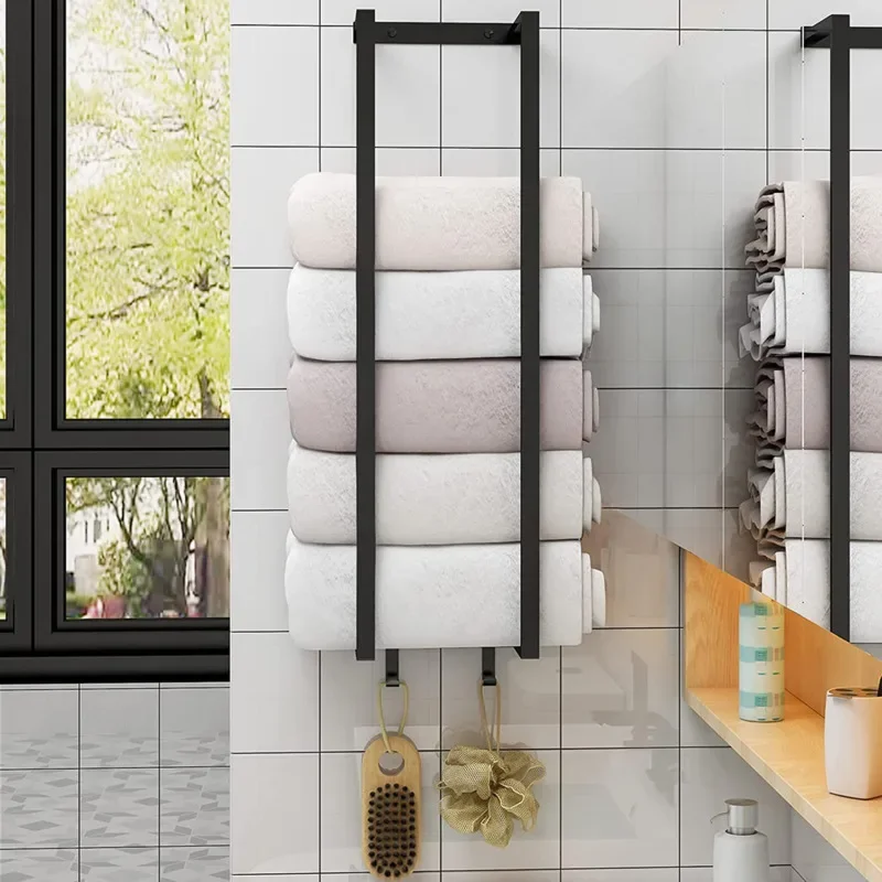 

Modern Iron Wall Shelf - Simple Towel Rack with Convenient Disassembly, Strong Load-Bearing Storage Shelf for Bathrooms