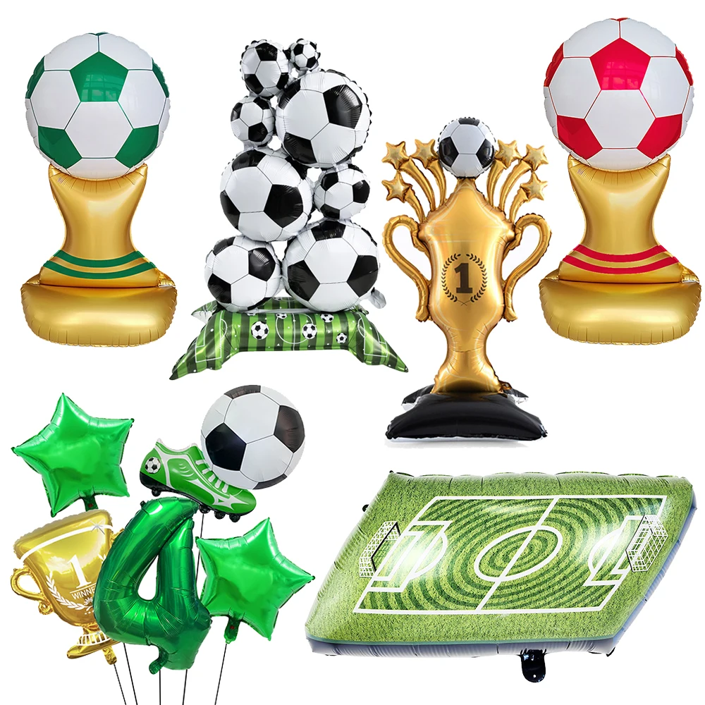 Fußball Party Dekoration Luftballons Stehende Fußball Folienballons Fußball Turnschuhe Trophäe Sterne Folienballons Sport Thema Dekore – Detail 1