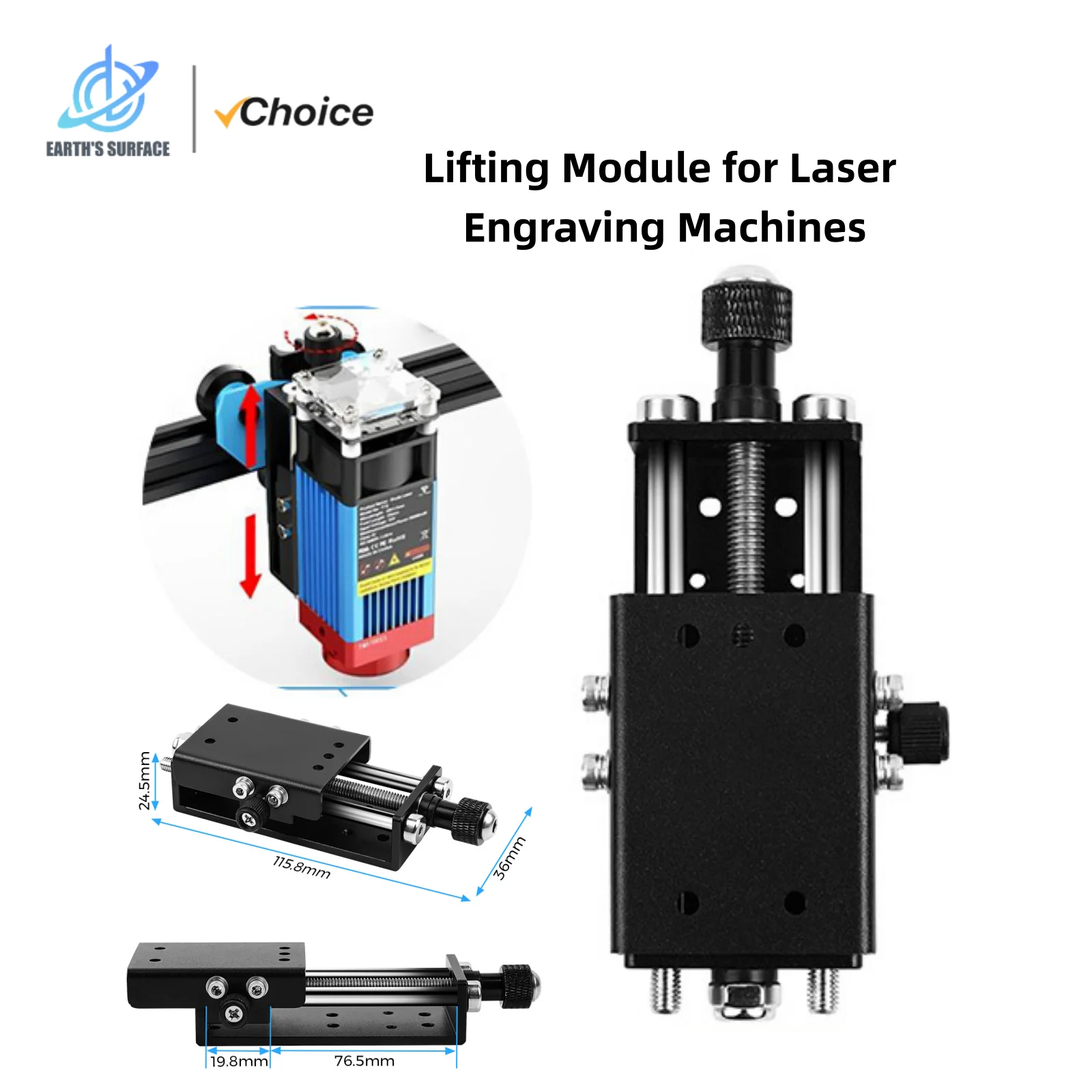 Earth's Surface Z Axis Height Adjuster for TTS pro TTS-55 TTS-10 Laser Engraver Z Axis Lift Focus Control Set Lifting Module