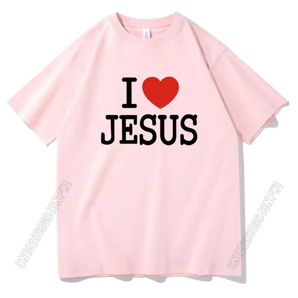ICH Liebe Jesus Oversize Schrift Druck T-Shirt Paare Koreanische Trend Schrumpf Beweis Weibliche T Shirt Männer Frauen Harajuku T-shirt