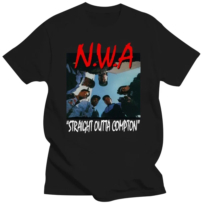 NWA STRAIGHT OUTTA COMPTON Mens Black Rap T-SHIRT Streetwear Hipster T Shirt Rappers Gift Hot Sale Top Tee Summer Short-sleev