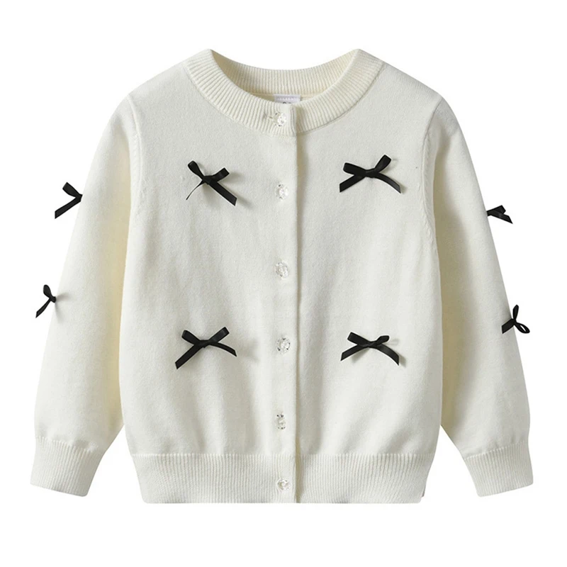 

Teen Children Girls Bow Tie Cardigan Sweater Kids Girl Autumn Winter Comfortable Soft Versatile Knitted Sweaters