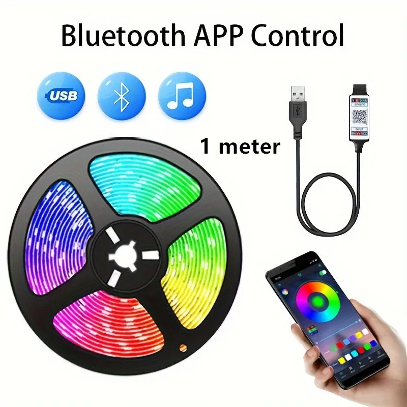 RGB LED-stripverlichting USB 5V Flexibel Diode Ribbon Bluetooth APP Muziek Sync voor TV-achtergrondverlichting Party Home Decor Verlichting