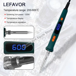 120W Adjustable Temperature Electric Solder Iron Rework Station Mini Handle Heat Pencil Welding Repair Tools 200-600℃