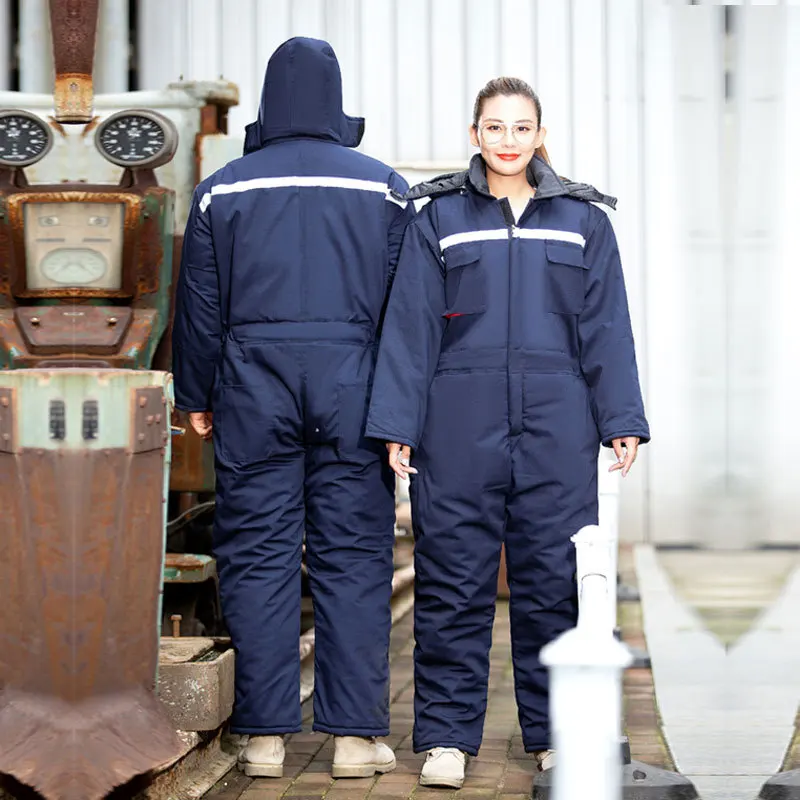 Winter Reflective Coveralls for Men Work Coldproof Thickened Coat and Pants Winter Cotton Safety Clothing Workwear