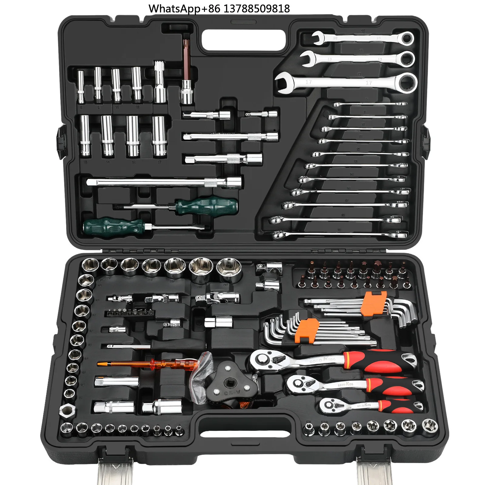 Cr-V Material Ratchet Wrench Socket Tool Set OEM Customizable Hand Tool Kit with Box for Car Repair
