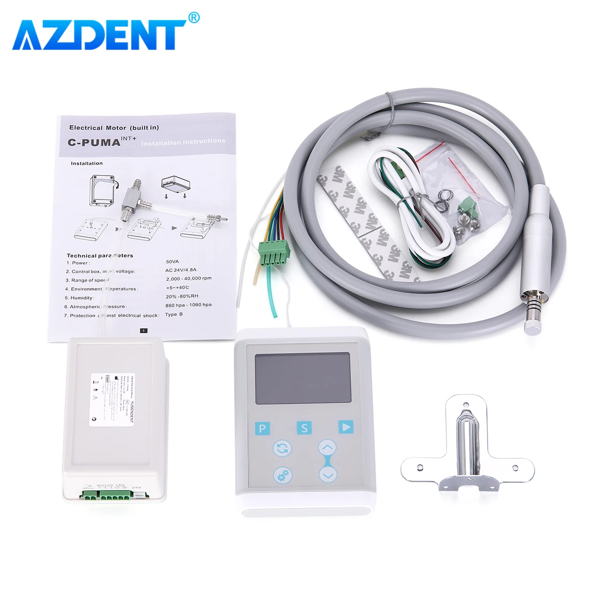 AZDENT Dental Micro Electric Motor Brushless Built-in LED Light LCD Screen 7 Program Speed Adjusted fit for Dental Handpiece