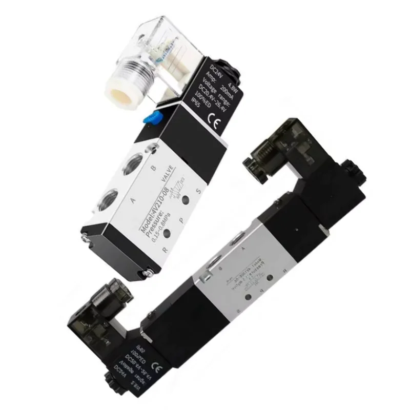4V210-08 4V220-08 4V430P-15 4V330C-10 4V Series Pneumatic Solenoid Valve 4V130E-06 5/2 5/3 Valves Controller AC220V DC24V DC12V