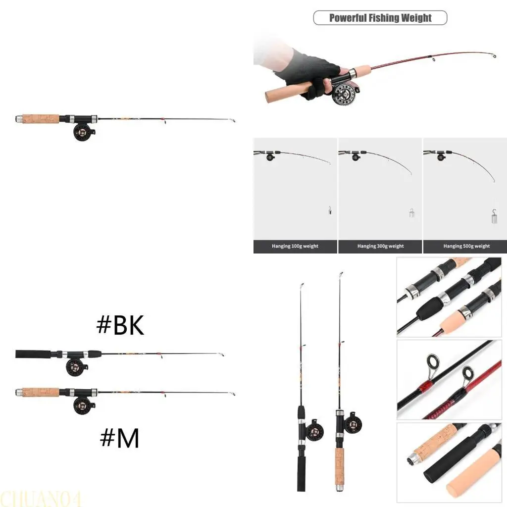 

A1A2 1 Set Fishing Rod With Fishing Reel Short Portable Mini Winter Outdoor Ice