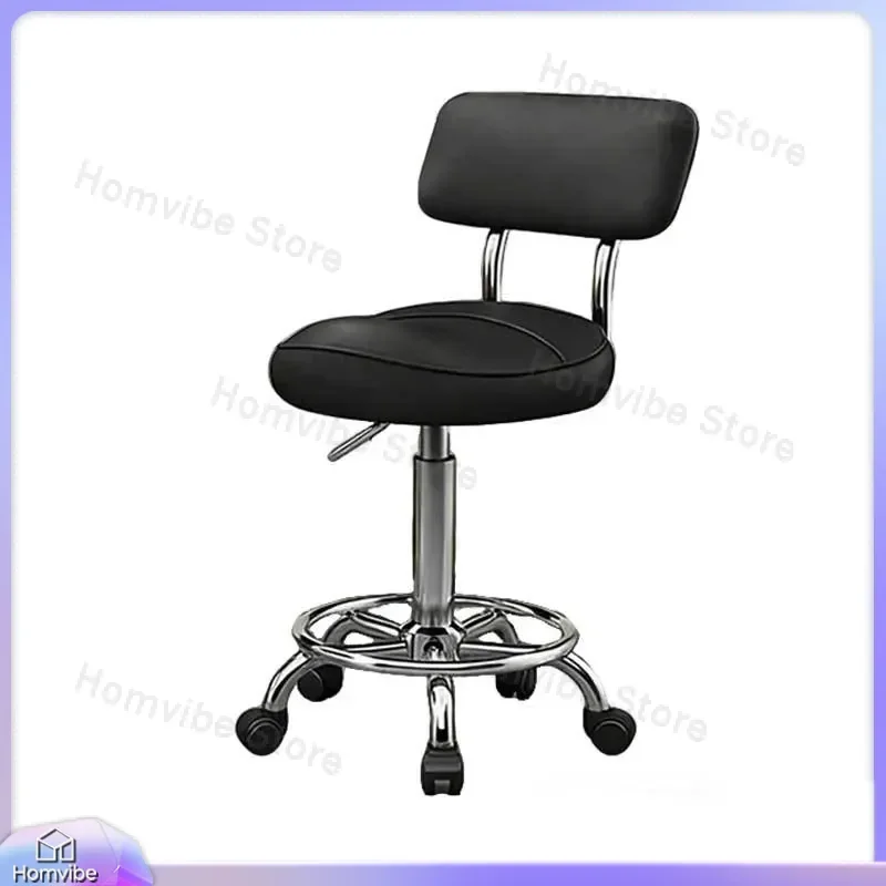for Saddle Chair Beauty Stool with Universal Wheels Lifting Backrest High Footrest for Haircut Salon Cashier Bar Live