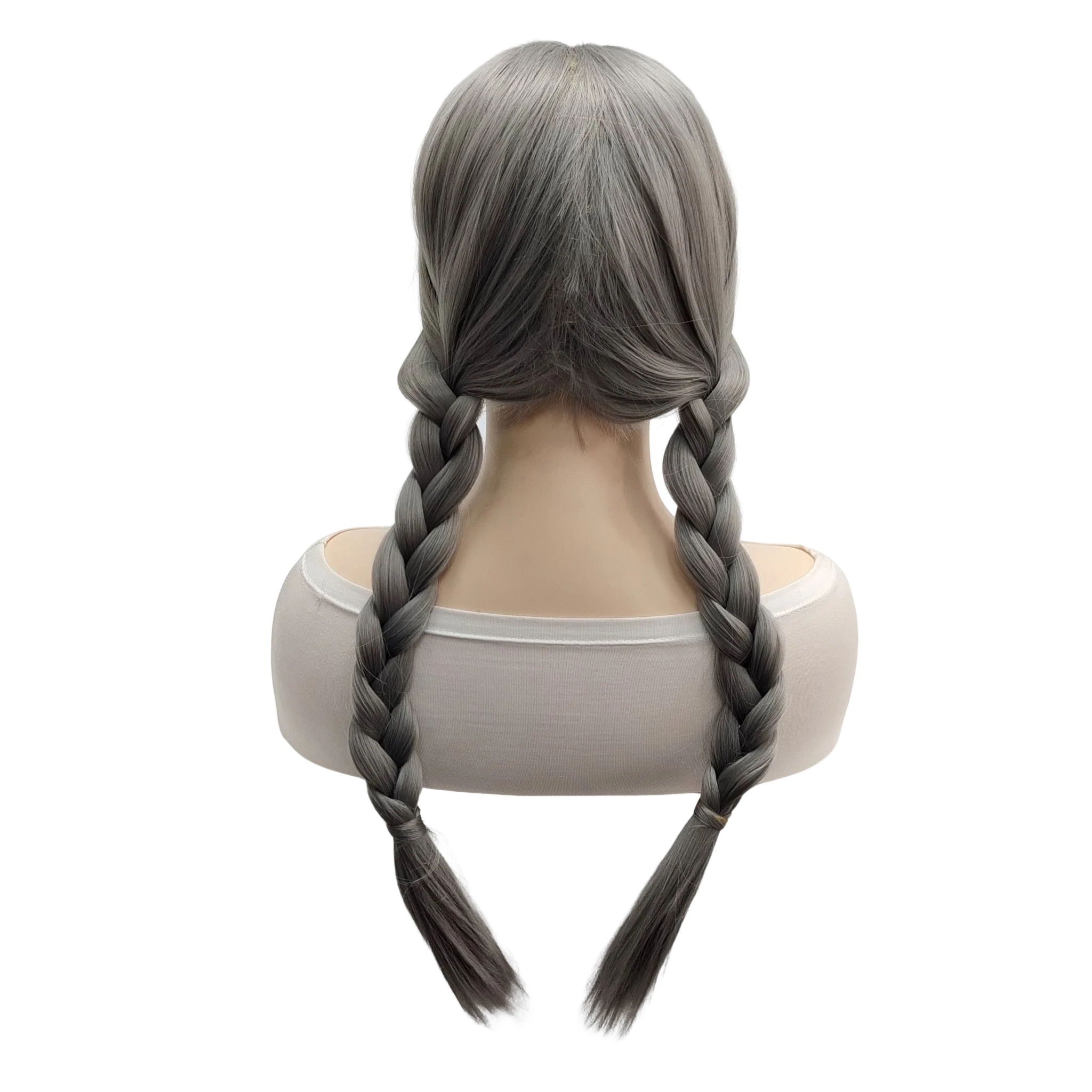 Wig Long Straight Gray Two Braids Anna Little Princess Wigs For Women Human Hair Cosplay Anime Party  One Piece Synthetic wig