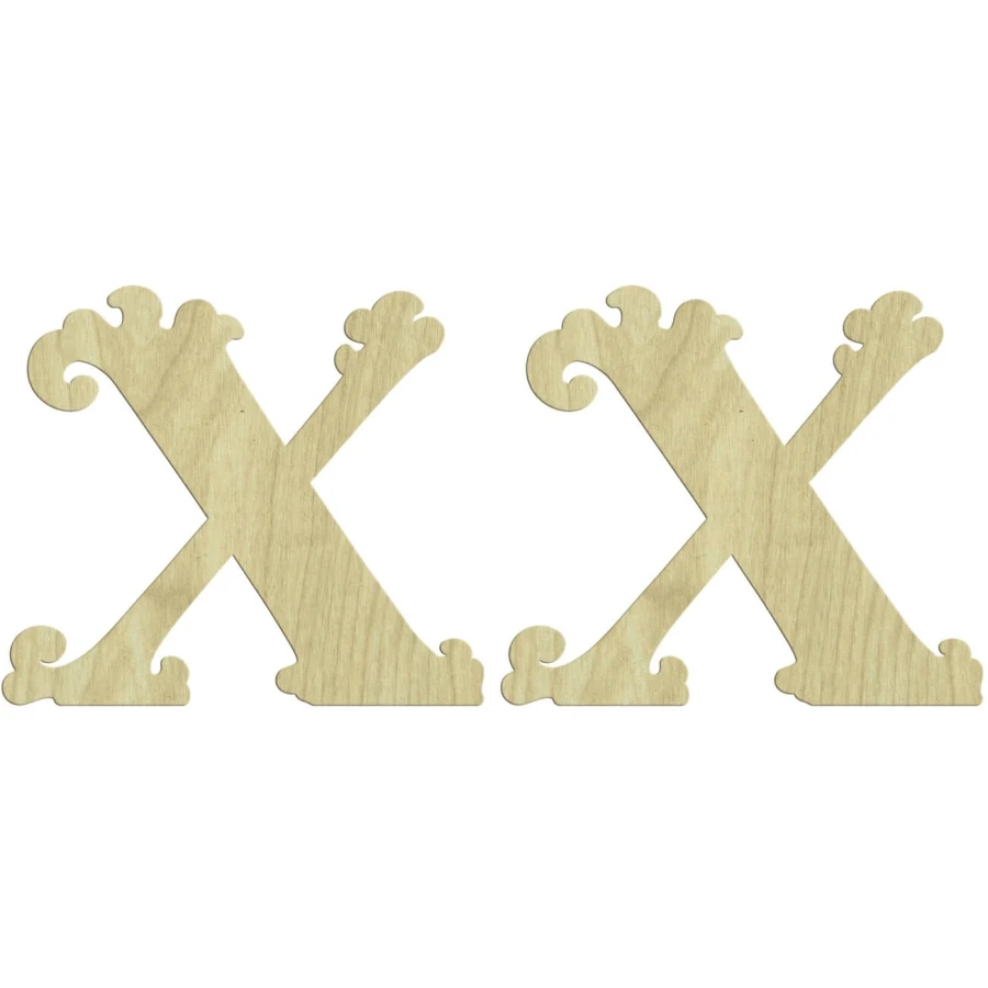 KD249 Letter X 2li Set Wooden Package Ornament, Wood Painting Ornament