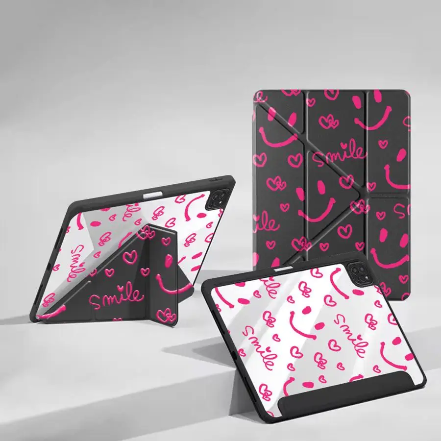 Tablet Case For iPad Pro 11 10 9 8 7 th 12.9inch Pro 2025 Air 4 5 M3 M2 M4 11inch Mini 6 7 Holder Cover Sweet Pink Smile