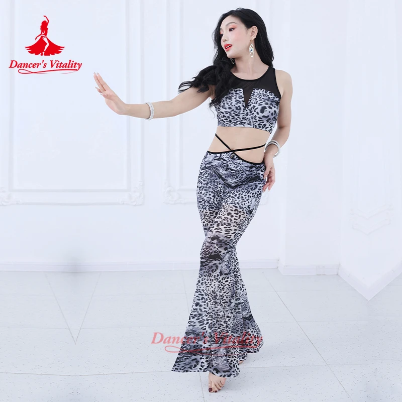 Bauchtanzkleidung für Erwachsene, sexy Leopardenmuster-Anzug, weiches und bequemes Netz-Set, orientalische Tanzkleidung, Tänzer-Vitalität.