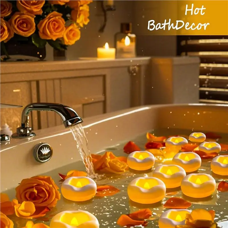 2025 Trend 24 Pack 2 Inch LED Floating Candle 200 Hour Water Activated Flameless Floating Candle For Pool Decoration, Wedding