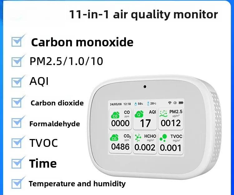 11-in-1 Air Quality Detection PM2.5 Oxygen CO2 TVOC Formaldehyde NDIR Sensor