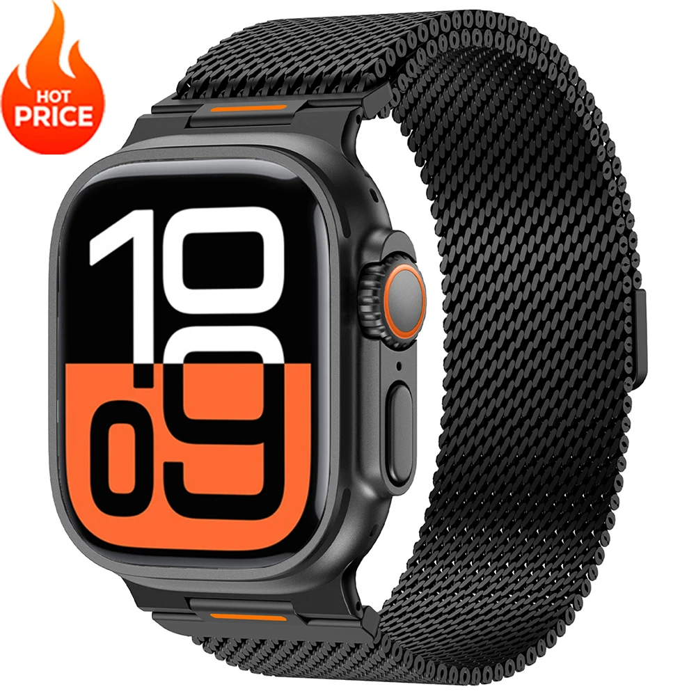 

Ремешок из нержавеющей стали для Apple Watch Ultra 3/2 49 мм 46 мм 45 мм 44 мм 42 мм Магнитный ремешок для браслета Iwatch Series 11 10 9 8 7 SE