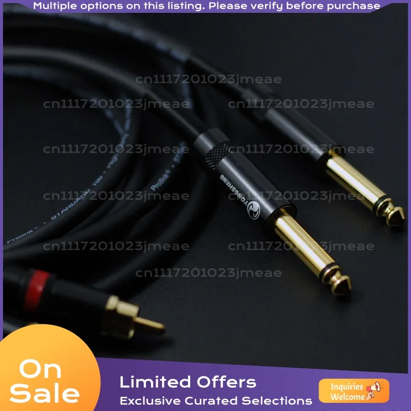 For Monster 6.35mm to Dual RCA Audio Cable, Oxygen-Free Copper 1/4