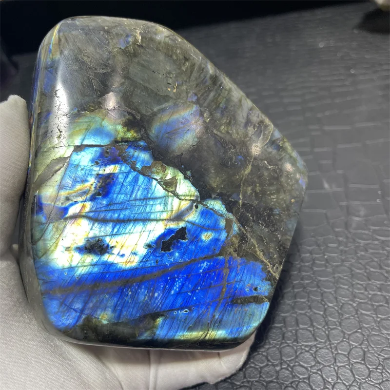 1520g Natural Crystal Quartz Polished Gemstone Large Labradorite Stone with Blue or Yellow Flash