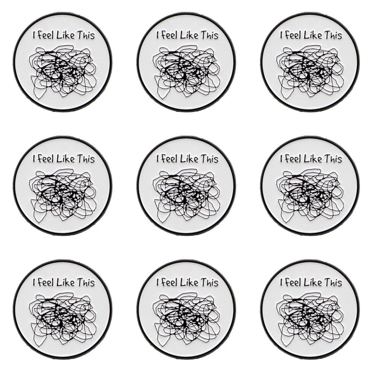 9 stücke ICH FÜHLEN SIE DIESE Emaille Pin Runde Brosche Set frauen Broschen Mode Revers Abzeichen Schmuck Freunde geschenk