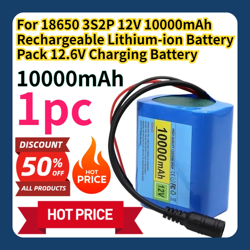 

Аккумуляторная литий-ионная батарея 12,6 В, 10000 мАч, 3S2P, для 18650, перезаряжаемая