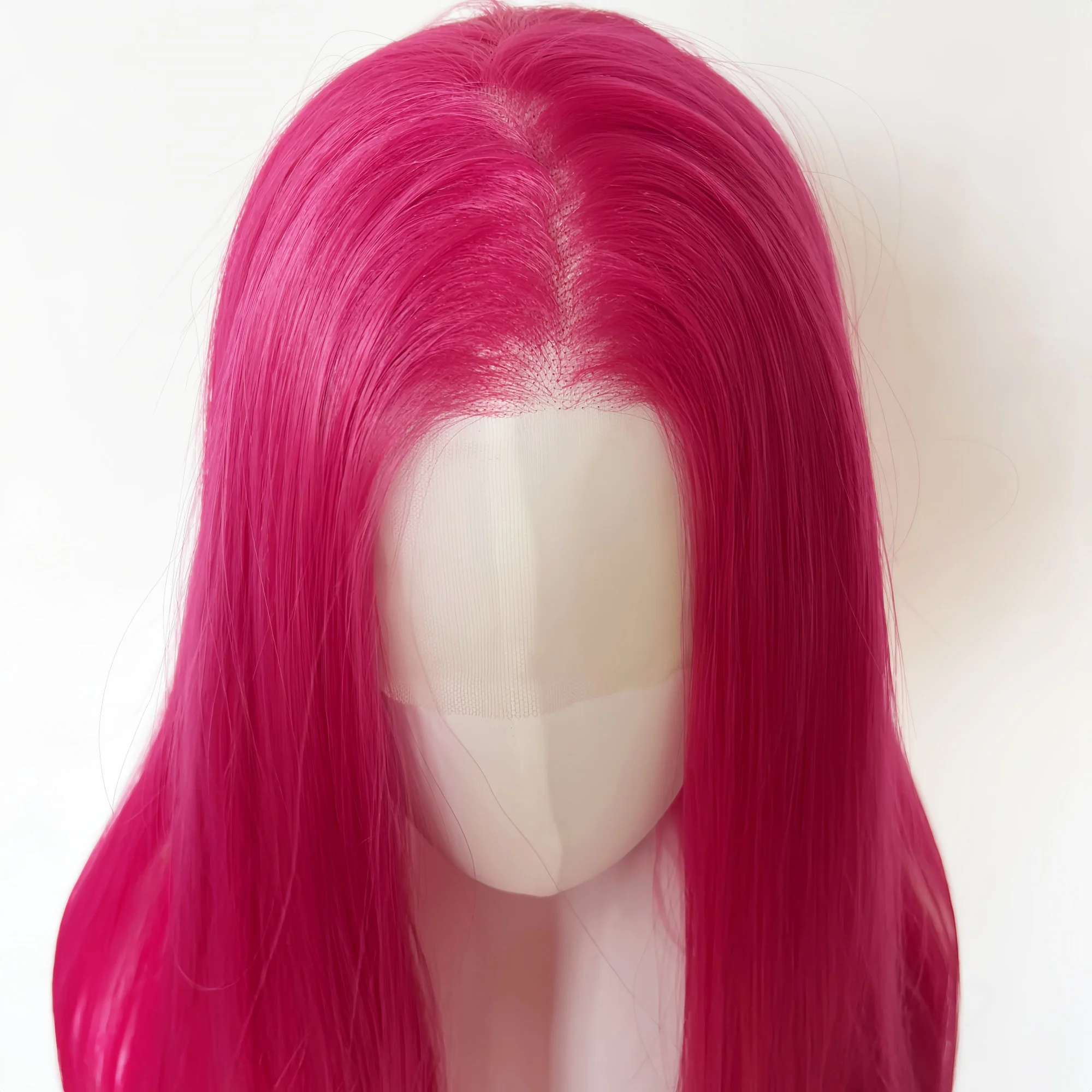 النيون الأحمر الباروكات 13 × 4 طويل مستقيم ارتفاع درجة الحرارة الألياف طبيعة شعري الاصطناعية الدانتيل شعر مستعار أمامي تأثيري KPop شيطان هنتر ميرا #3