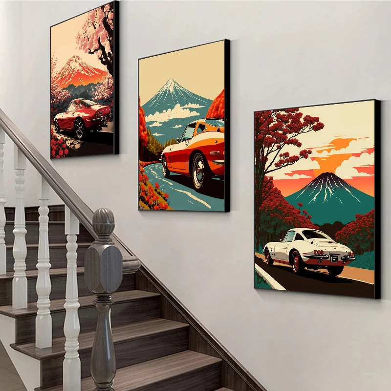 Nissan Nippon JDM Mazda MX5 RX7 Japan Car Vintage Posters and Prints Canvas Painting Wall Art Picture for Living Room Home Decor